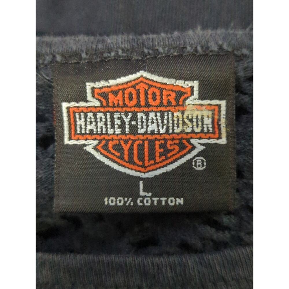 Vintage Harley Davidson Top Woman's Large Black Lace Sleeves Crocheted Biker - Picture 11 of 14